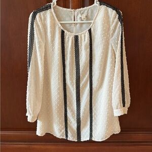 J.CREW ivory and black blouse top